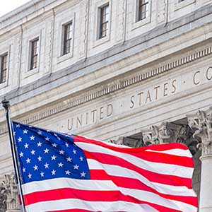 US Courthouse with Flag