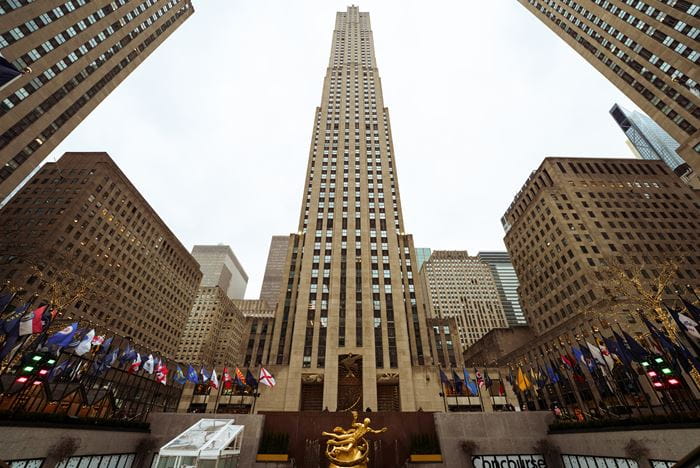 Lobby of 30 Rock, Courtesy of Tishman Speyer 30 Rock Exterior #1 - Courtesy of Tishman Speyer